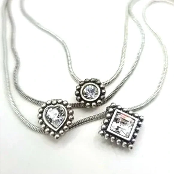 💎 RARE BRIGHTON VINTAGE Silver 3-Tier Pendant Necklace! - Picture 6 of 9